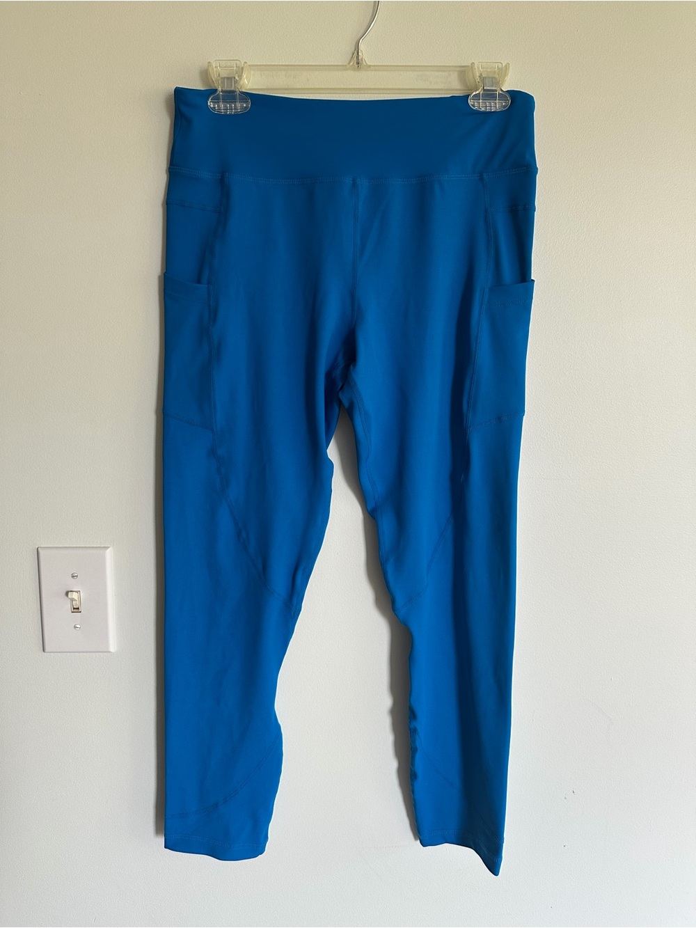 Zyia Active Bright Blue High-Waist Leggings with Side Pockets Yoga Workout